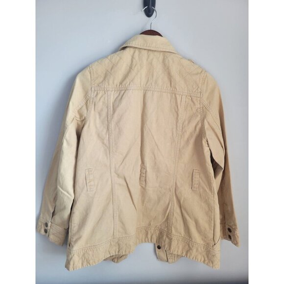 Womens Tan Tyler Boe Utility Jacket Zip/Snap Front 100% Cotton Medium Field Safa - Picture 2 of 5